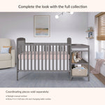 Dream On Me Anna 3-in-1 Convertible Full-Size Baby Crib & Changer with Storage in Steel Grey, GreenGuard Gold & JPMA, Pinewood, Converts to Day & Toddler Bed, 3 Mattress Heights, 1″ Changing Pad