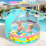 Kiddle Baby Pool with Canopy, Pop-Up Above Ground Pool, Foldable Infant Wading Pool for Toddlers 1-3, Baby Beach Tent, Portable Water Play Sum Toys for Child