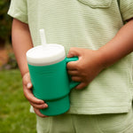 Infantino My 1st Tumbler, Silicone Sippy Cup with Straw & Handle, Spill-Resistant, for On-the-Go, BPA-Free Transition Cup, Alpine
