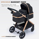 Accombe 2 in 1 Baby Stroller, Convertible Bassinet Pushchair for Infants and Newborns 0-36 Months