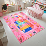 Flagover Pink Kids Rug for Playroom Classroom, ABC Alphabet Numbers Play Toddlers Rugs, 3x5 Learning Educational Bedroom Floor Mat, Washable Baby Carpet for Girls Room, Nursery, Preschool, Daycare