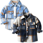 Ilyboz Cute Little Flannels 2 Pack Toddler Baby Boys Girls Plaid Flannel Shirts Jackets Long Sleeve Lapel Button Down Shirt Top Outfit Vintage Clothes