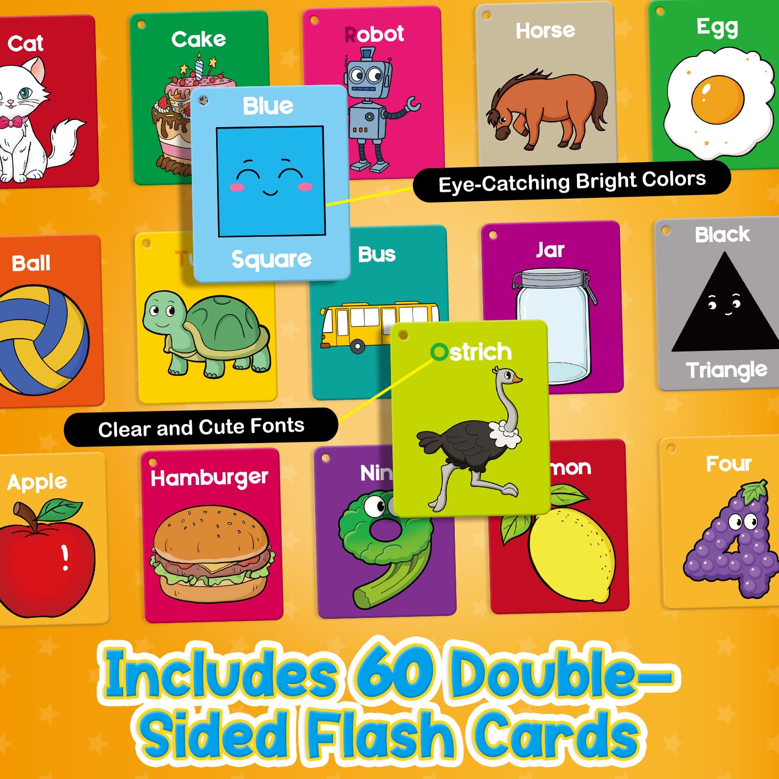 Torlam Toddler Flash Cards Baby Cognitive Flashcards for - Torlam ...