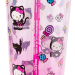 Silver Buffalo Sanrio Hello Kitty Halloween Costume Black Cat and Candy Plastic Cold Cup with Lid and Straw Topper, 24 Ounces