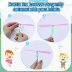 estardaa 200 Pcs Hand Helicopter Set, 100 Propeller+ 100 Rod Bamboo Dragonfly Helicopter Toy, Aero Props Hand Spinner Flying disc Launcher Outdoor Toys Flying Party Gift Favors for Kids 8-12,4-6