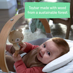 Ingenuity Cozy Spot Soothing Baby Bouncer with Wooden-Toy Arch, Natural Rubber-Toy, Safety Harness, Music & Auto-Shutoff, 0-6 Months, Grey