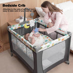 Pack and Play, Baby Bassinet Bedside Sleeper with Diaper Changer, Baby Playard, Baby Travel Playpen, Portable Baby Crib with Carry Bag, Easy to Install