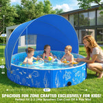 FizZeal Kiddie Pool with Canopy, 51in Foldable Toddler Pool,Pop Up Baby Pool with Shade,UPF 50+UV Portable Swimming Pool for Kids,Collapsible Baby Pool for Beach, Outdoor Toddler Pool for Backyard