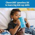 Dr. Brown's Milestones Straw to 360 Convertible Toddler Training Cup Set, 10 oz/300 mL, Interchangeable Silicone Straw and 360 Lids, Blue Green Ocean, BPA-Free, 9m+, 4-Pack