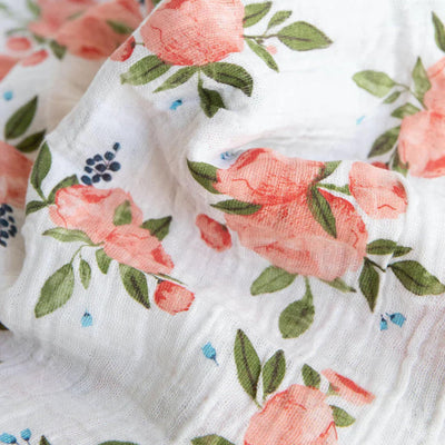 Little Unicorn Muslin Swaddle Blanket for Newborns & Infants | Soft & Breathable Fabric | Set of 3 Baby Blankets for Swaddling, Nursing, Shower Gifts (Watercolor Roses)