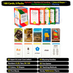 Award-Winning Flash Cards for Preschool & Kindergarten – 5-Deck Set, 180 Jumbo Cards – Learn Alphabet, Numbers, Colors, Shapes, First Words, Opposites & Rhyming – for Kids Ages 2–5