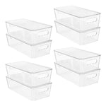 Vtopmart 8pcs Clear Organizers and Storage Bins with Lids, Stackable Plastic Storage Containers with Handles for Fridge, Freezer, Pantry, Cabinet, Kitchen Organization