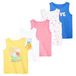 Garanimals Baby & Toddler Girl Lemon Tank Tees - Kid's Sleeveless Tank Top - Size 3-6 Months - Blue, White, Yellow, Pink - 5 Pack