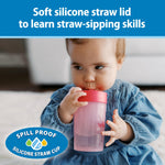 Dr. Brown's Milestones Straw to 360 Convertible Toddler Training Cup Set, 10 oz/300 mL, Interchangeable Silicone Straw and 360 Lids, Pink Coral, BPA-Free, 9m+, 1-Pack