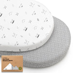 2-Pack Baby Bassinet Sheets Girl, Boy - 33x17 Viscose Derived from Bamboo Bedside Mattress Fitted Bassinet Sheets, Compatible with Halo Bassinest Swivel Sleeper, Baby Delight, Graco (Nordic)