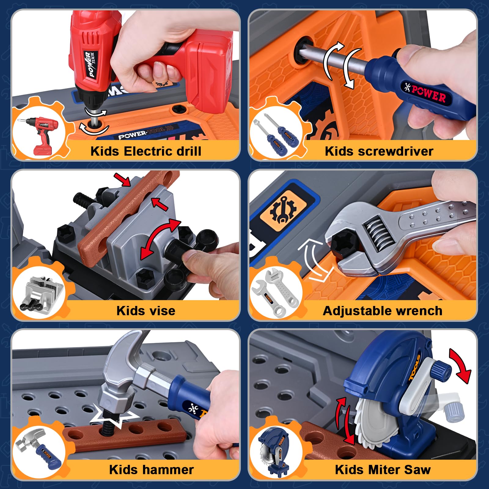 Kids Tool Bench with Realistic Electric Drill, 132 - Pretend Play ...