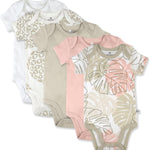 HonestBaby baby-girls 5-pack Short Sleeve Bodysuits One-piece 100% Organic Cotton for Infant Baby Girls