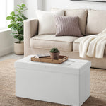SONGMICS MAZIE Collection - 30 Inches Storage Ottoman Bench with Flipping Lid, Storage Chest Footstool, Load 660 lb, for Entryway, Living Room, Bedroom, Synthetic Leather, White ULSF45WT