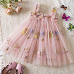 NNJXD Baby Girl Tulle Dress Casual Flower Embroidery Toddler Dresses