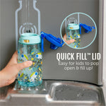 Ello Kids Pop & Fill 16oz Tritan Plastic Water Bottle with Quick Fill Technology, Leak Proof Locking Lid, Sip & Chug, BPA Free, Dishwasher Safe, For School, Lunchboxes, Construction