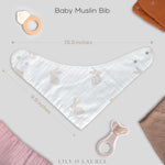 LILY O LAUREL Muslin baby bandana bibs for drooling and teething, 100% cotton, Baby bibs for boys and girls, Muslin Bibs, Drool Bibs – Pack of 8