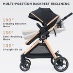 Accombe 2 in 1 Baby Stroller, Convertible Bassinet Pushchair for Infants and Newborns 0-36 Months