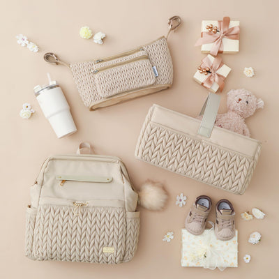 LUKJOJO Luxurious Baby Diaper Caddy, Nursery Storage Basket for Newborn Essentials, Travel Baby Basket for Diapers Baby Wipes, Organizer Tote Bag Storage Bin, Baby Shower Gifts(Beige)