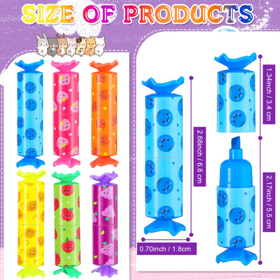 Geyee 24 Pieces Mini Highlighter Candy Pastel Highlighter for Kid Student 6 Colors Cute Chisel Tip Marker Pen for Candy Party Birthday Drawing Poster Diary Greeting Card School Office Supplies