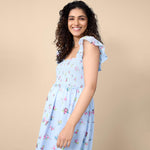 Motherhood Maternity Sleeveless Ruffle Shoulder Smocked Maxi Pregnancy Dress, Skyway Ditsy Floral, Medium