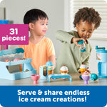 Learning Resources Swirly Scoops Ice Cream Shoppe - Play Food Cones, Pretend Play Kitchen Playset, Preschool Toys, Gifts for Boys and Girls