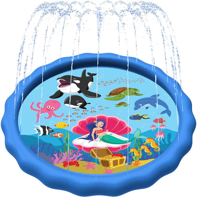 SplashEZ Non Slip Splash Pad for Kids & Dogs, 69’’ Extra Large Splash Pad Sprinkler for Kids, Dog Water Summer Toys - Great Outdoor Toys for Toddlers 1-3 & Children Ages 4-8, Baby Pool for Backyard