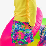 RUGGEDBUTTS Boys UPF50+ Stretch Neon Swim Trunks - Neon Ocean Coral, 3-6m