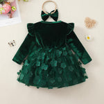 Kucnuzki Baby Girl Clothes 6 9 12 Months Girl Winter Clothes Cute Birthday Tutu Fairy Dress Long Sleeve Green Knee Length Holiday Party Dress Baby Outfit