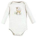 Hudson Baby Unisex Baby Cotton Long-Sleeve Bodysuits Forest Deer 3-Pack, 12-18 Months