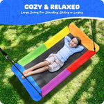 Trekassy 700lb Rectangle 60" Platform Tree Swing for Kids and Adults Waterproof 2 Hanging Straps (Rainbow)