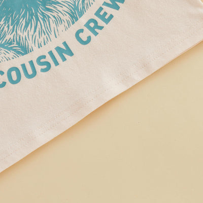 Toddler Baby Boy T-Shirt Summer Tee Letter Graphic Print Short Sleeve Crew Neck Tops Kids Cute Clothes (Raccoon Cousin Apricot, 12-18 Months)