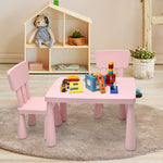 Costzon Kids Table and Chairs, 3 Piece Plastic Easy Clean Children Activity Desk for Reading, Drawing, Snack Time, Arts Crafts, Preschool, Kindergarten & Playroom, Toddler Table and Chair Set (Pink)