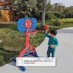 Delta Children Marvel Spider Man 4-in-1 Sports Center – Adjustable Easy Score Basketball Hoop, Soccer/Hockey Net and Golf Game, Red/Blue