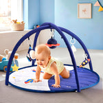 2PM SPORTS Space Theme Baby Play Mat, Tummy Time Mat, Baby Play Gyms & Playmats for 0-3 0-6 0-12 3-6 6-12 Months, Activity Mat 5 Detachable Toys, Newborn Infant Baby Boy Essentials Shower Gift