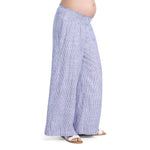 Motherhood Maternity Women's Smocked Waist Wide Leg Pregnancy Summer Casual Pants, Blue Stripe, Medium
