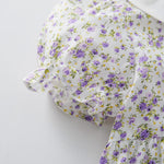 pureborn Toddler Girls Woven Dress Short Sleeve Cotton Peter Pan Collar Dress Summer Playwear Dresses Purple Blooms 2-3 Years