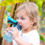 Chicco My Tumbler Toddler Sippy Cup for 2+ Years, 12oz Spill-Proof when Closed Water Bottle with Free-Flow Spout, Flip-Up Carry Handle, Easy Grip, BPA Free, Teal