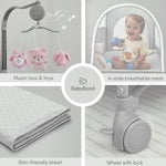 BabyBond Baby Bassinet Bedside Crib, Pack and Play with Sheet, Diaper Changing Table and Music Mobile from Newborn to Toddles, Portable Large Playard