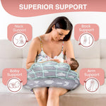 Nursing Pillow – Breastfeeding Pillows with Security Fence for Enhanced Support & Comfort – Removable Cotton Cover, Adjustable Waist Strap, Newborn Essentials Must Haves Baby Registry Search