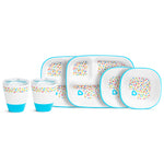 Munchkin® Splash™ Toddler Feeding Supplies Set, Includes Divided Plate, Bowl and Open Cup, Blue Sprinkles