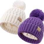 Baby Beanie Hats with 2-Pack,Warm Winter Hats for Boys and Girls,Infant Fleece Lined Toddler Baby Hats for 0-36 Month
