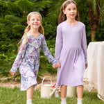 PATPAT Toddler Girl Floral Multipack Dresses 2 Pack Long Sleeve A-line Dress for Girl