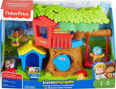 Fisher-Price Little People Toddler Musical Toy Swing & Share Treehouse Playset with 3 Figures for Pretend Play Ages 1+ Years