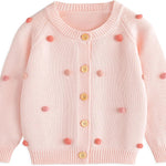 Simplee kids Baby Sweater Cardigan Jacquard Cable-Knit Spring Coat Long Sleeve Cardigan for Baby Girl