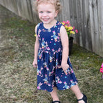 Disney Minnie Mouse Baby Girl Dress Daisy Duck Pattern Casual Sundress Sleeveless Summer Outfit School Holiday Clothes Deep Blue 6-9 Months